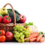 Accueil fresh organic fruits and vegetables in wicker basket